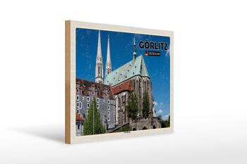 Panneau en bois villes Görlitz Peterskirche city trip 40x30cm 1