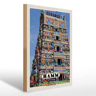 Cartello in legno città Hamm Siri-Kamadchi-Ampal-Tempio 30x40 cm