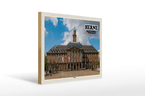 Holzschild Städte Herne Rathaus Architektur 40x30cm