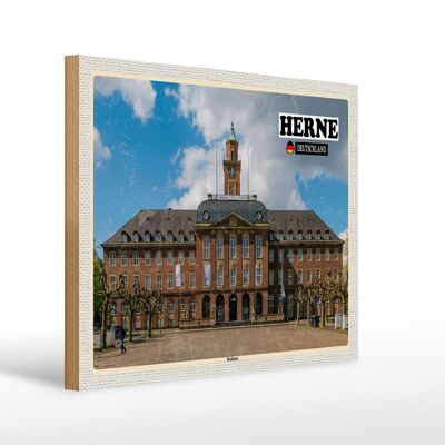 Panneau en bois villes Herne mairie architecture 40x30cm