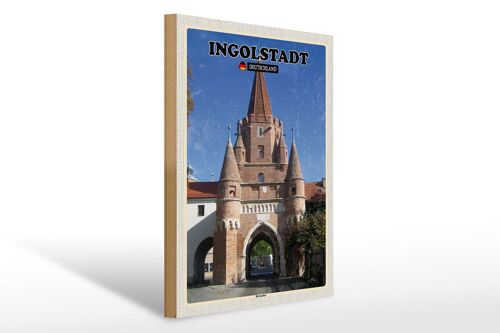 Holzschild Städte Ingolstadt Kreuztor Architektur 30x40cm