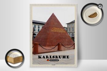 Panneau en bois villes Karlsruhe architecture pyramidale 30x40cm 2