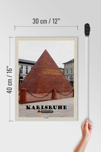 Panneau en bois villes Karlsruhe architecture pyramidale 30x40cm 4
