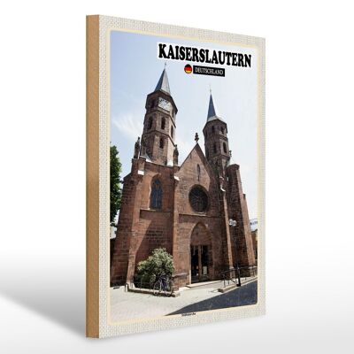 Cartello in legno città Chiesa collegiata di Kaiserslautern 30x40 cm