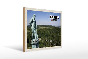 Panneau en bois villes Kassel Hercule sculpture 40x30cm 1