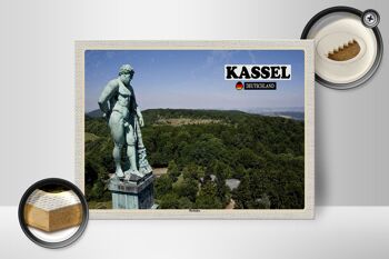 Panneau en bois villes Kassel Hercule sculpture 40x30cm 2