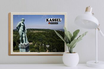 Panneau en bois villes Kassel Hercule sculpture 40x30cm 3
