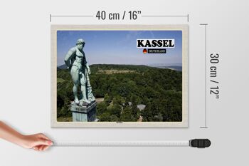 Panneau en bois villes Kassel Hercule sculpture 40x30cm 4