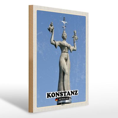 Letrero de madera ciudades Konstanz Imperia escultura 30x40cm