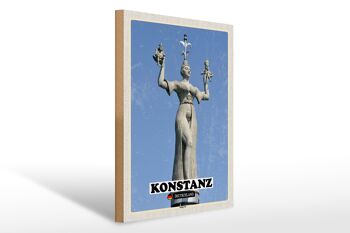 Panneau en bois villes Konstanz Imperia sculpture 30x40cm 1