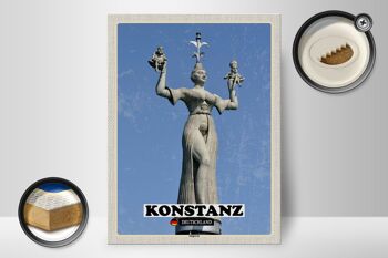 Panneau en bois villes Konstanz Imperia sculpture 30x40cm 2