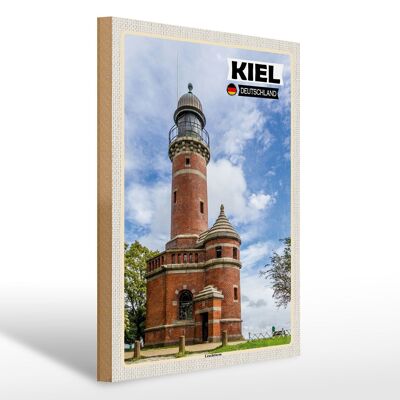 Letrero de madera ciudades Kiel faro arquitectura 30x40cm