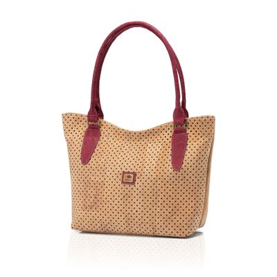 Perforated cork shoulder bag