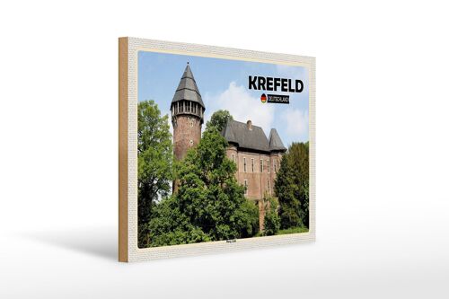 Holzschild Städte Krefeld Burg Linn Schloss 40x30cm