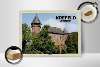 Panneau en bois villes Krefeld Burg Linn Château 40x30cm 2