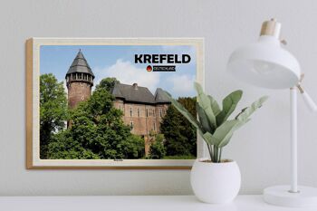 Panneau en bois villes Krefeld Burg Linn Château 40x30cm 3