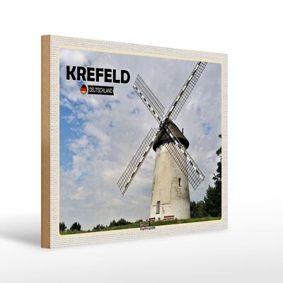 Cartel de madera ciudades Krefeld Engelsbergmühle prado 40x30cm