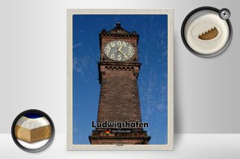 Panneau en bois villes Ludwigshafen niveau horloge architecture 30x40cm 2