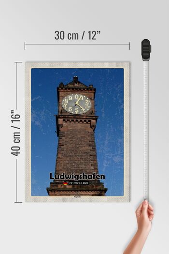 Panneau en bois villes Ludwigshafen niveau horloge architecture 30x40cm 4