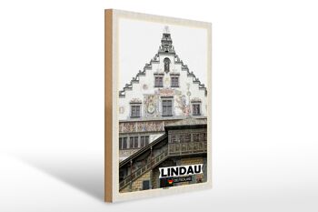 Panneau en bois villes mairie de Lindau architecture 30x40cm 1