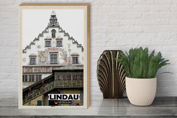 Panneau en bois villes mairie de Lindau architecture 30x40cm 3