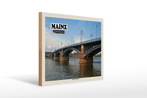 Holzschild Städte Mainz Theodor-Heuss-Brücke 40x30cm