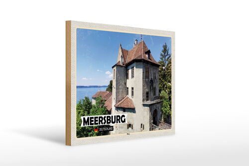 Holzschild Städte Meersburg Burg Architektur 40x30cm