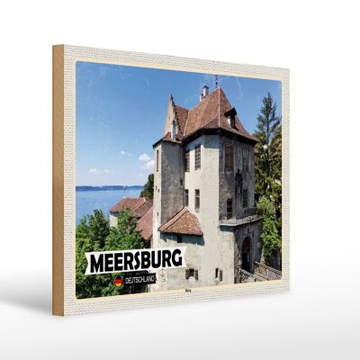 Letrero de madera ciudades Arquitectura del castillo de Meersburg 40x30cm