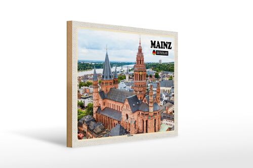 Holzschild Städte Mainz Kaiserdom Kirche Christentum 40x30cm