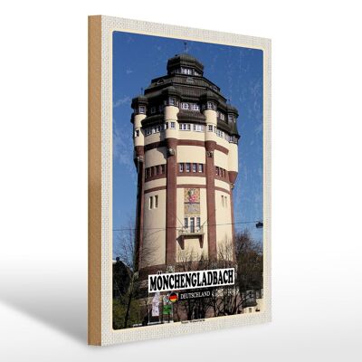 Letrero de madera ciudades Mönchengladbach Nueva torre de agua 30x40cm