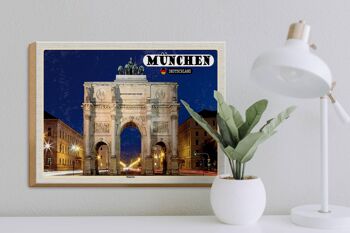 Panneau en bois villes Munich Siegestor architecture 40x30cm 3