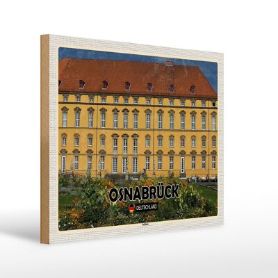 Cartel de madera ciudades Castillo de Osnabrück Edad Media 40x30cm