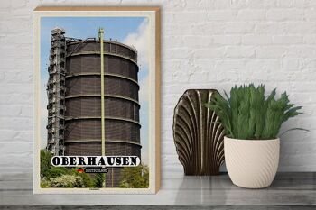 Panneau en bois villes bâtiment gazomètre Oberhausen 30x40cm 3