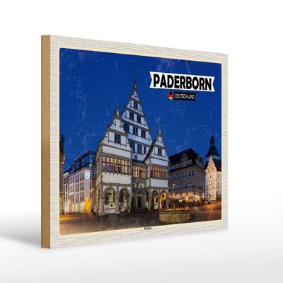 Holzschild Städte Paderborn Rathaus Altstadt 40x30cm