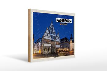 Panneau en bois villes Hôtel de ville de Paderborn vieille ville 40x30cm 1