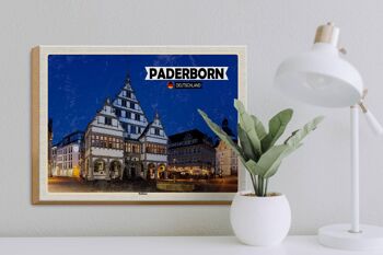 Panneau en bois villes Hôtel de ville de Paderborn vieille ville 40x30cm 3