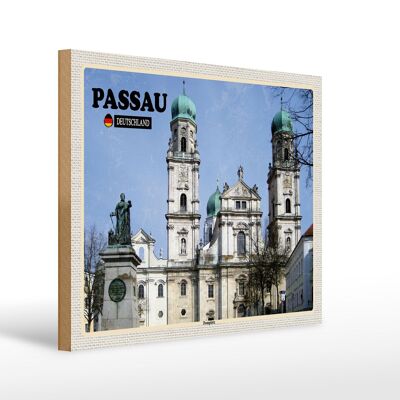 Holzschild Städte Passau Domplatz Architektur 40x30cm