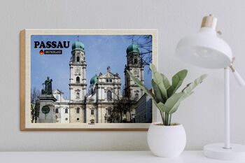 Panneau en bois villes Passau Place de la Cathédrale architecture 40x30cm 3