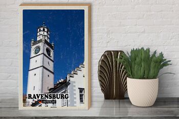 Panneau en bois villes Ravensburg Blaserturm architecture 30x40cm 3