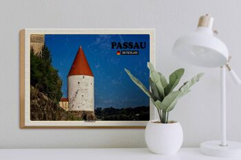 Panneau en bois villes Passau Schaiblingsturm architecture 40x30cm 3