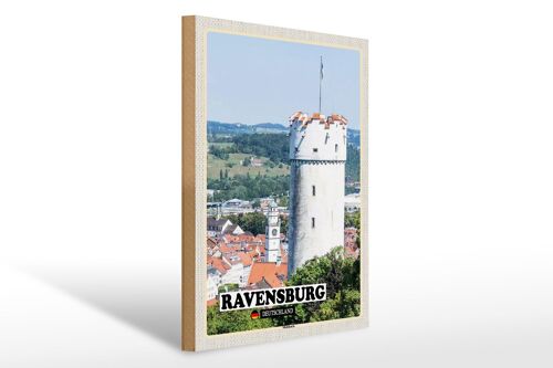 Holzschild Städte Ravensburg Mehlsack Architektur 30x40cm