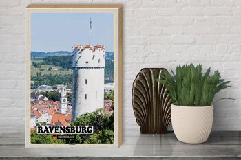 Panneau en bois villes Ravensburg Mehlsack architecture 30x40cm 3