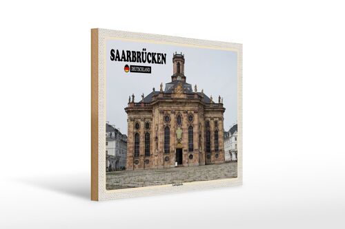 Holzschild Städte Saarbrücken Ludwigskirche 40x30cm