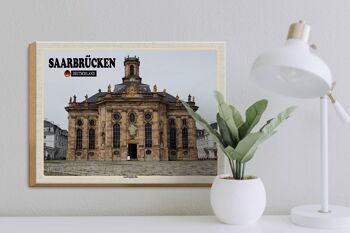 Panneau en bois villes Saarbrücken Ludwigskirche 40x30cm 3