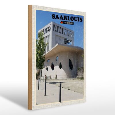 Cartello in legno città Architettura teatrale di Saarlouis 30x40 cm
