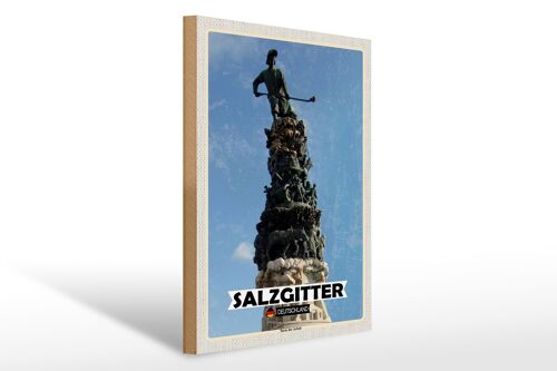 Holzschild Städte Salzgitter Turm der Arbeit 30x40cm