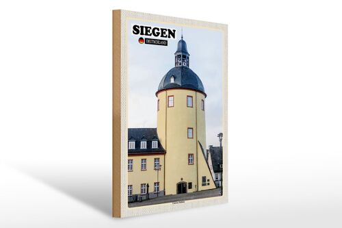 Holzschild Städte Siegen Unteres Schloss Gebäude 30x40cm