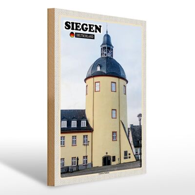 Letrero de madera ciudades Siegen Lower Castle Building 30x40cm