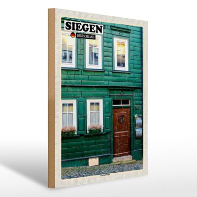 Cartello in legno città Siegen architettura della casa della città vecchia 30x40 cm