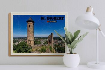 Panneau en bois villes St. Visite de la ville d'Ingbert Burg Kirkel 40x30cm 3